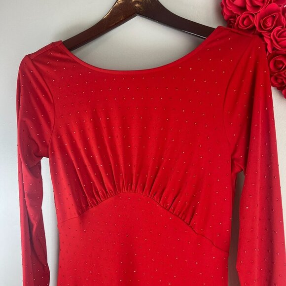 Michael Kors Women Studded Long-Sleeve Bodycon Dress XS Crimson Red - Picture 3 of 11